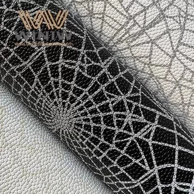 Black White Spider Net Pattern PU Leather Material For Football Faux Leather Fabric By The Yard