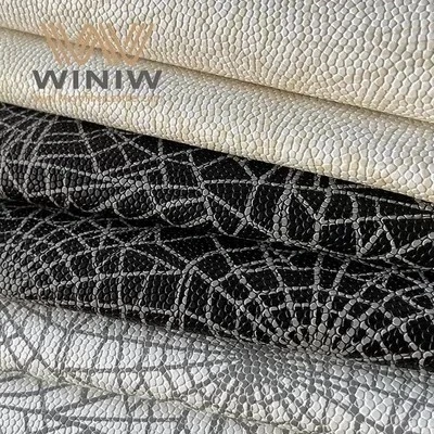 Black White Spider Net Pattern PU Leather Material For Football Faux Leather Fabric By The Yard