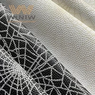 Black White Spider Net Pattern PU Leather Material For Football Faux Leather Fabric By The Yard